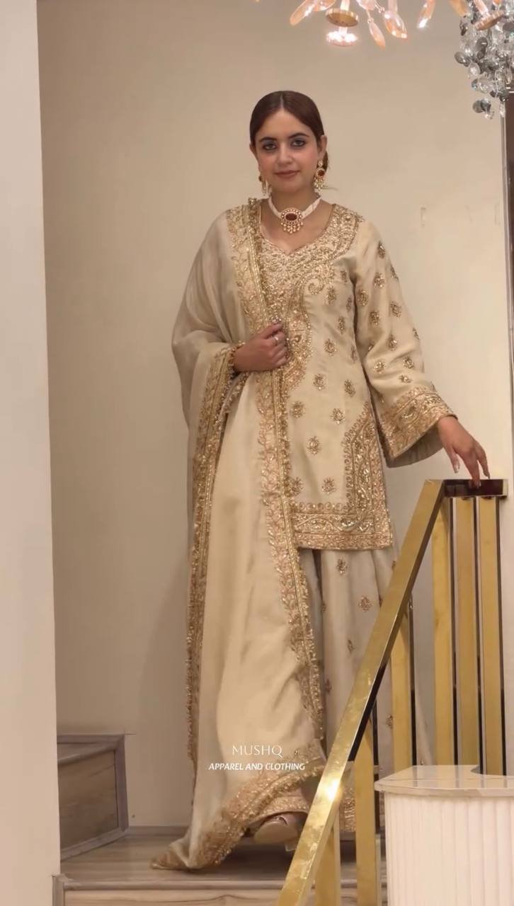 About creme wedding sharara set (5)