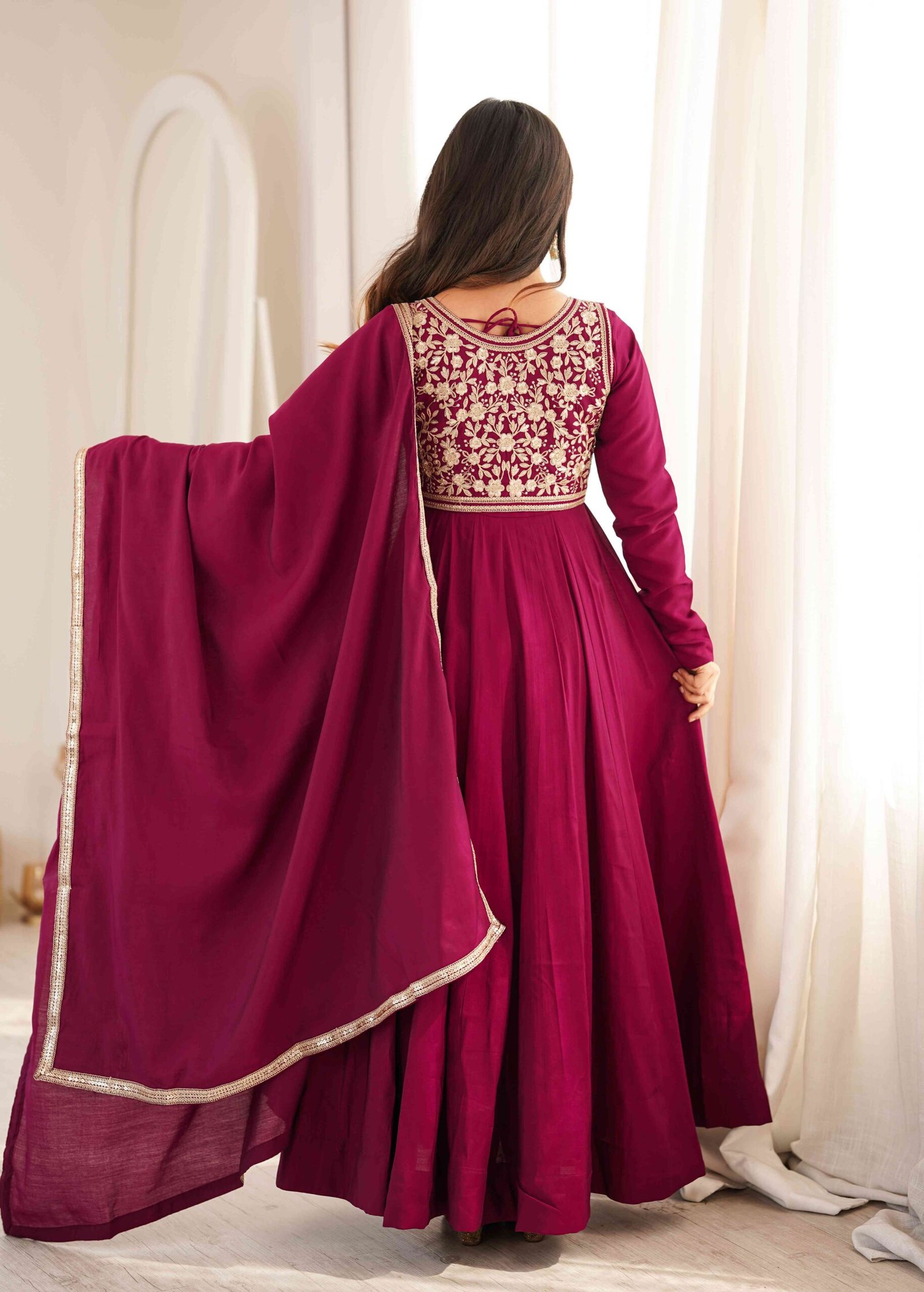 dark rani gown with jacket for wedding (7) dark rani gown with jacket for wedding (7)