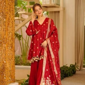 Home inspired red sharara set (5)