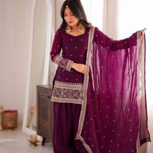 Home wine color festive trending farsi salwar suit (1)